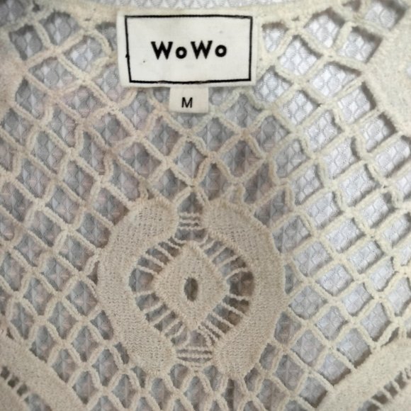 WOWO Crochet Fringe Vest/Cardigan size M Cream color - Picture 3 of 3